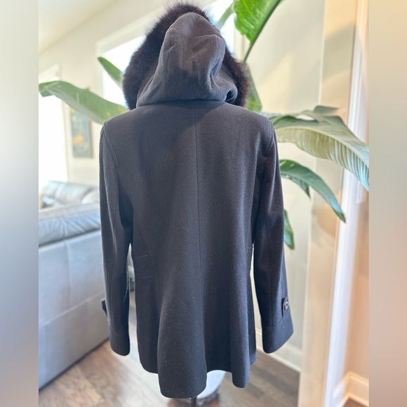 Forecaster BOSTON PLATINUM REAL FOX FUR 75% VIRGIN WOOL Mix Women Hood Coat 16 - Picture 5 of 14
